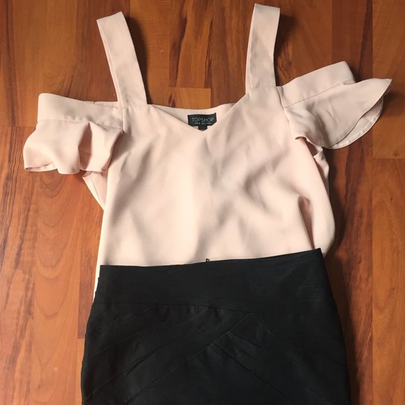 Topshop Light Pink Cold Shoulder Top - Picture 1 of 4